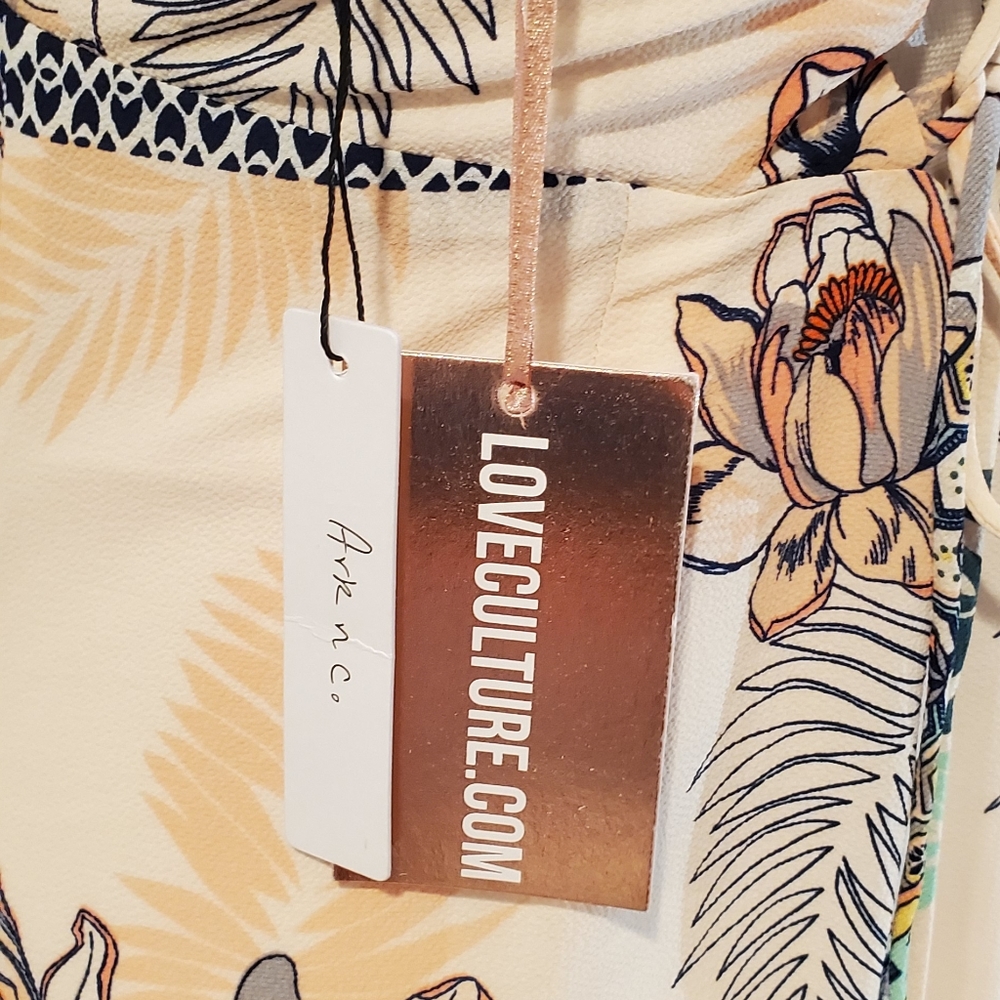 LOVE CULTURE | Peach Tropical Lace Up Jumpsuit - Picture 9 of 10